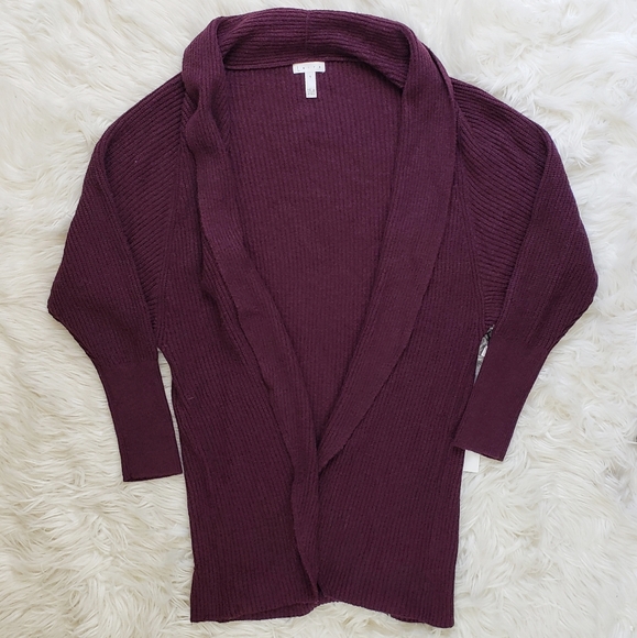 Leith Dolman Sleeve Long Maroon Cardigan - Picture 4 of 7